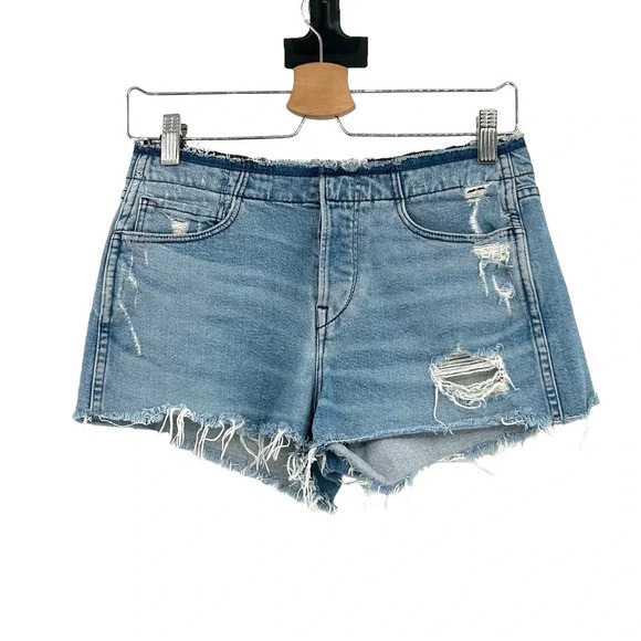 3x1 Stripped Shelter Shorts Medium Wash Distressed Cotton Denim Blue‎ Size 25 - Picture 2 of 10